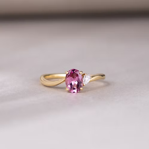 Gia Ring with Malaya Garnet