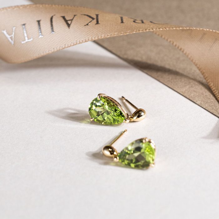 Pear Drops Earrings in Peridot