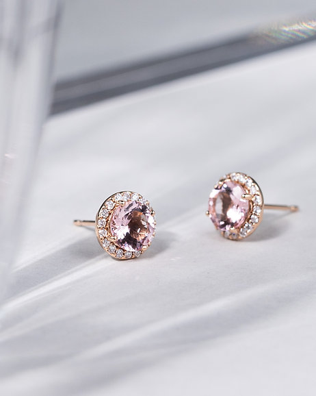 Morganite Halo Diamond Earrings