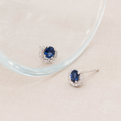 Horseshoe Sapphire Diamond Earrings