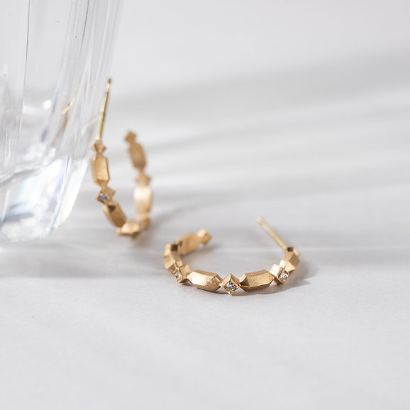 Smoke Geometric Diamond Hoop Earrings