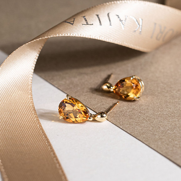 Pear Drops Earrings in Citrine