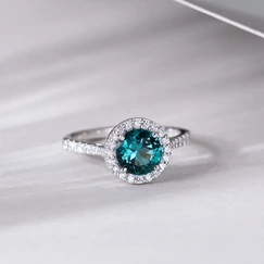 Nhẫn Halo đính đá Tourmaline