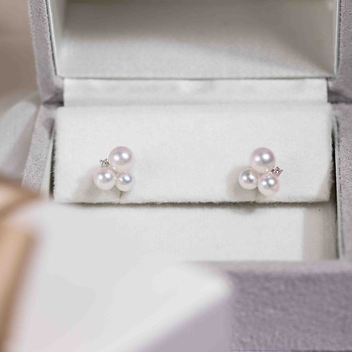 Trio Akoya Pearl Cluster Earrings