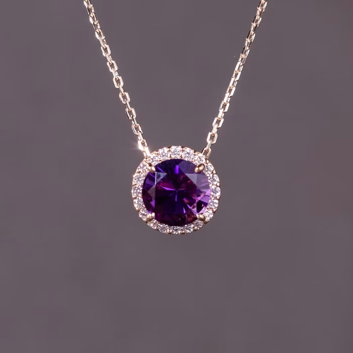 Amethyst Halo Necklace