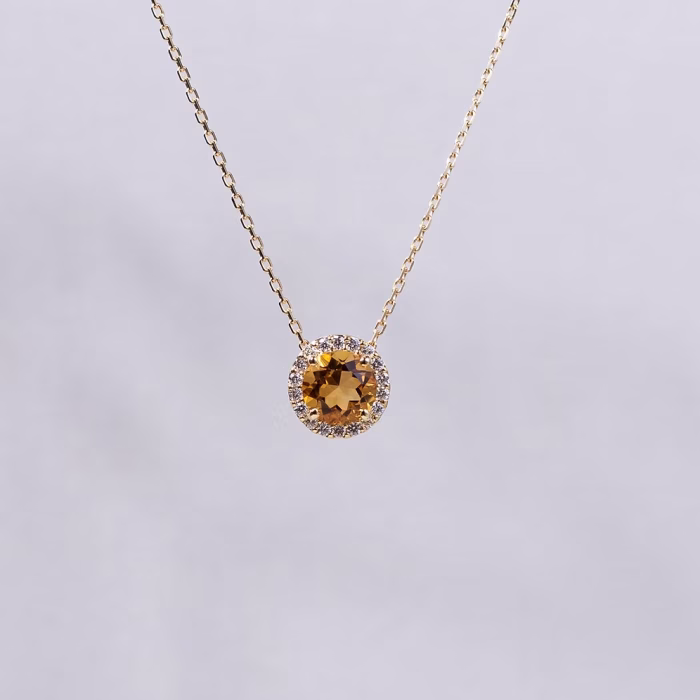 Citrine Halo Necklace
