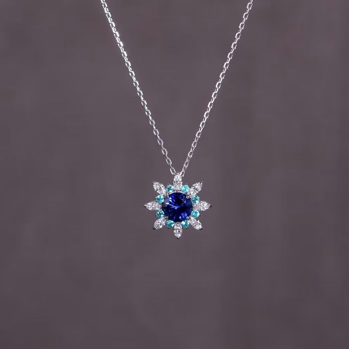 Cosmos Necklace with Blue Sapphire