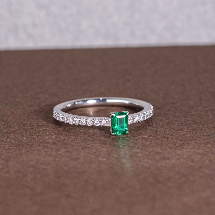 Emerald Pavé Diamond Ring