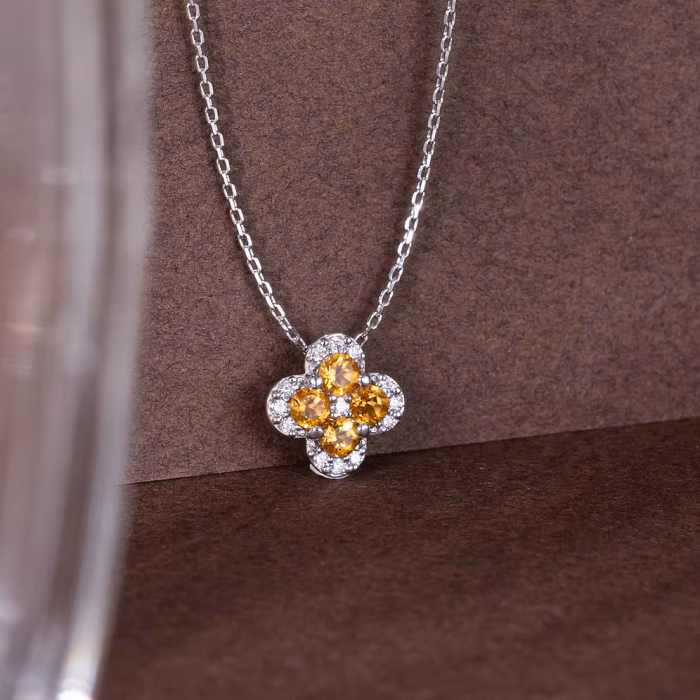 Flower Birthday Citrine Necklace