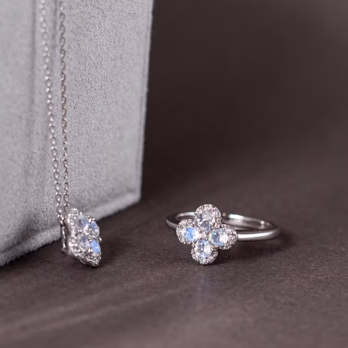 Flower Birthday Moonstone Ring