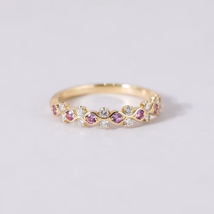 Ivy Band Ring with Pink Sapphire