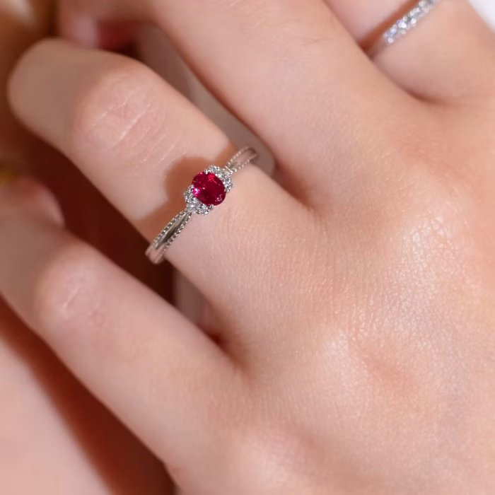 Milgrain Ruby Ring