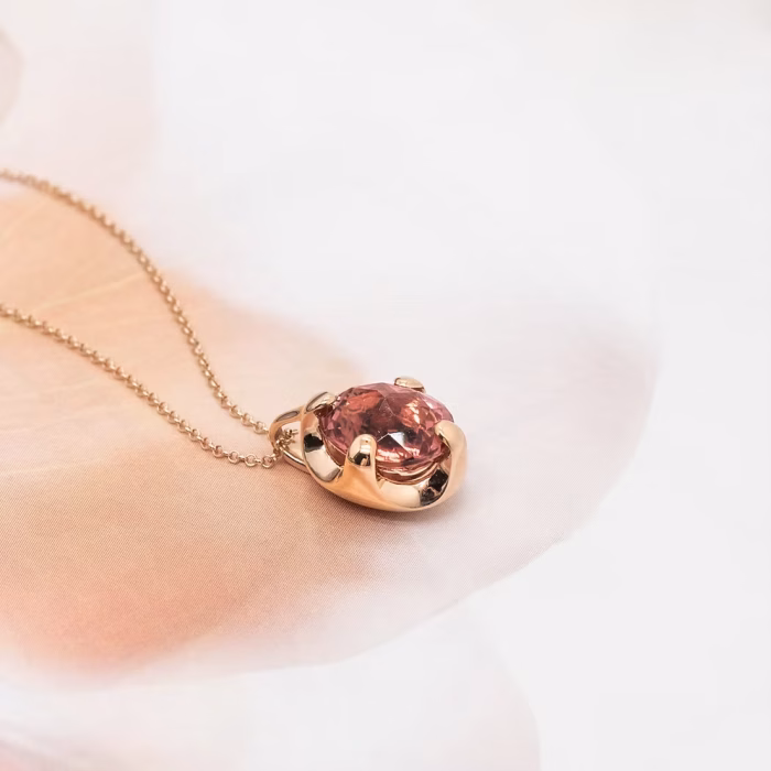 Pink Tourmaline Camellia Necklace