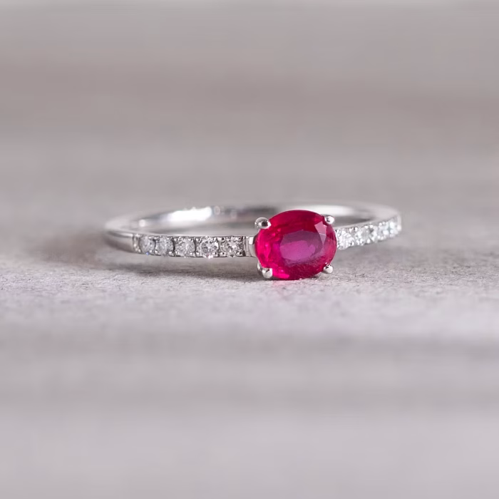 Ruby Ring with Pavé Diamonds