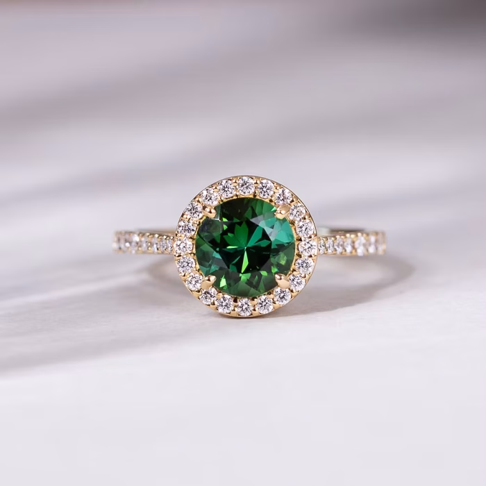 Tourmaline Diamond Halo Ring