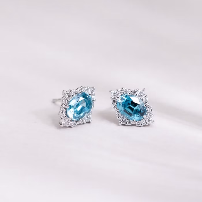 Victoria Earrings with Blue Zircon